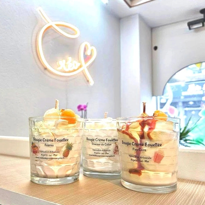 Bougies parfumées artisanale, fabrication française en boutique café créa cœur 