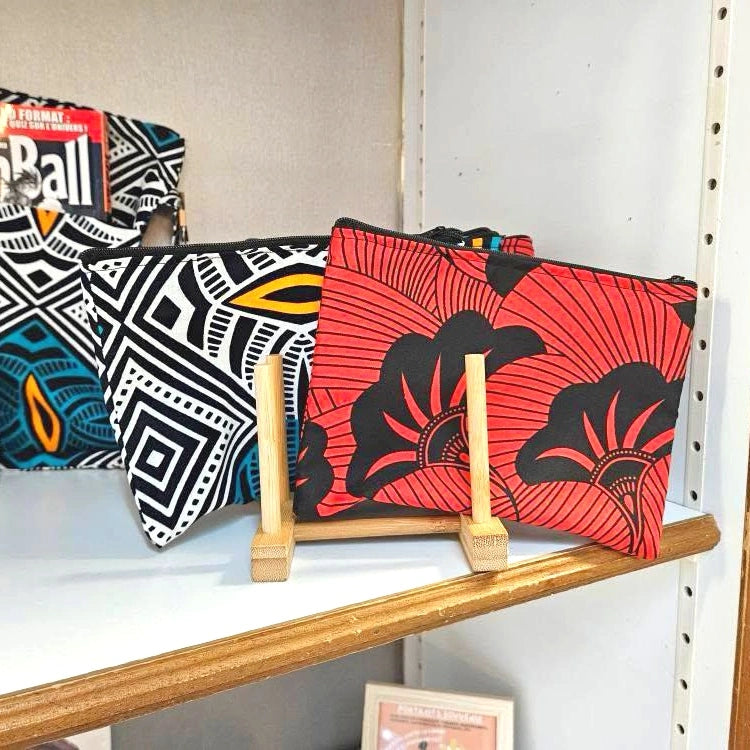 Pochette et sac en tissu, création artisanale française en boutique café créa cœur 